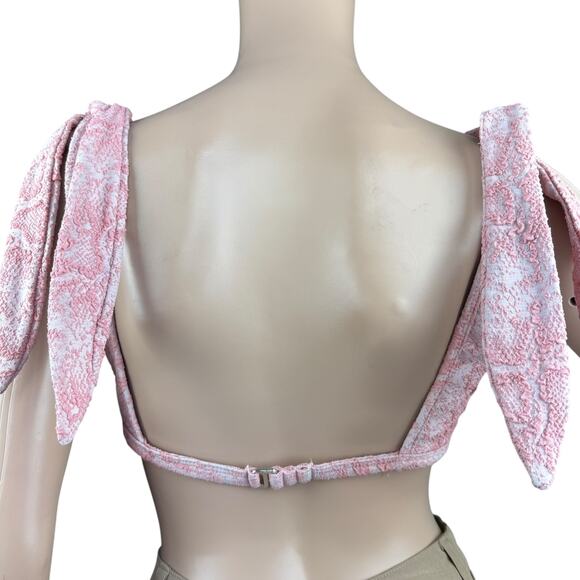 Tularosa Maryjane Rosy Python Pink Tie Shoulder Unpadded Bikini Top Swimwear XL - Picture 6 of 7
